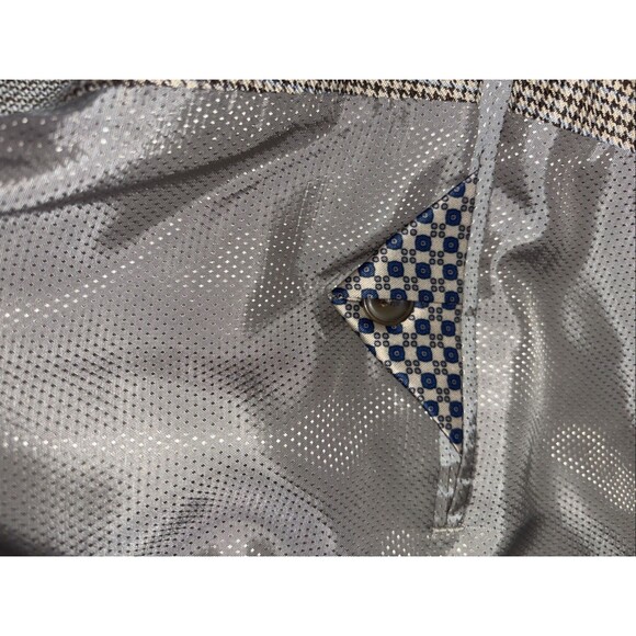 Mens 44L Michael Kors Tan Blue Houndstooth Suit Jacket Sport Coat - Picture 8 of 10